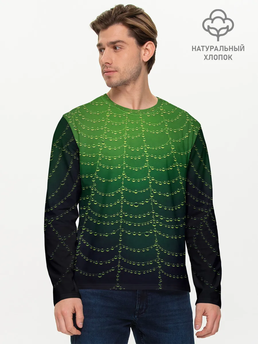 Мужской лонгслив базовый / Паутина в лесу