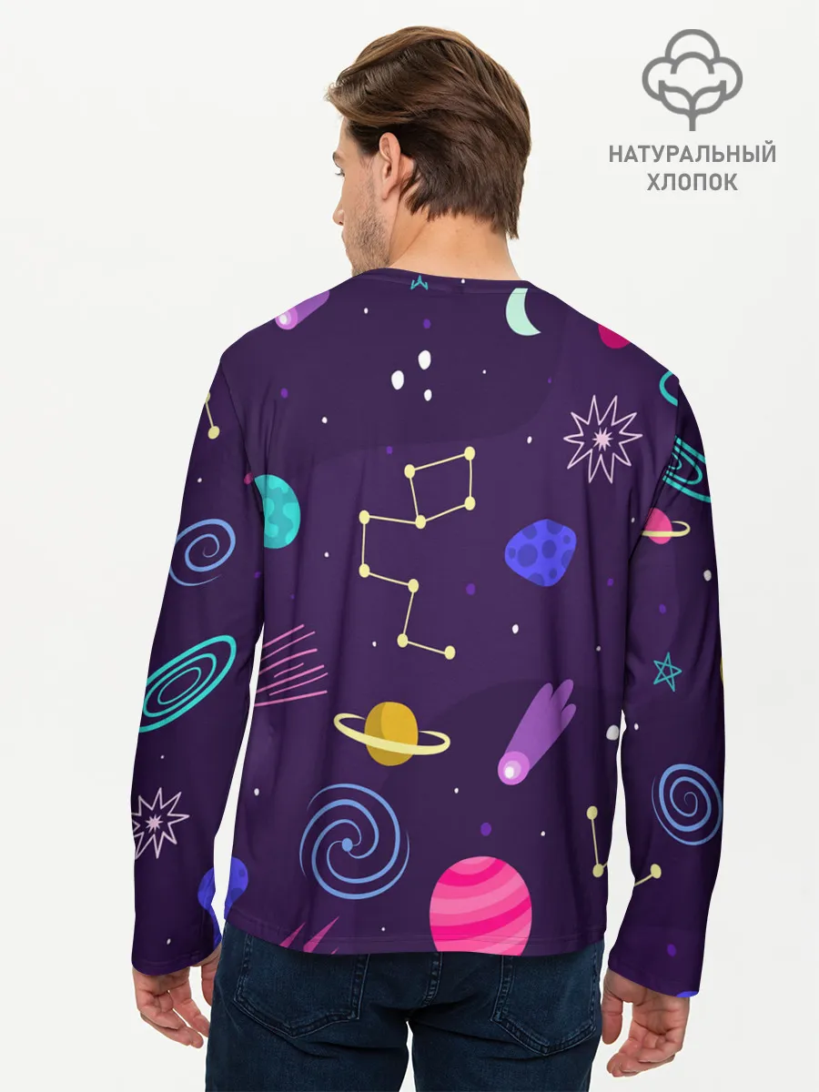 Мужской лонгслив базовый / Космический пейзаж