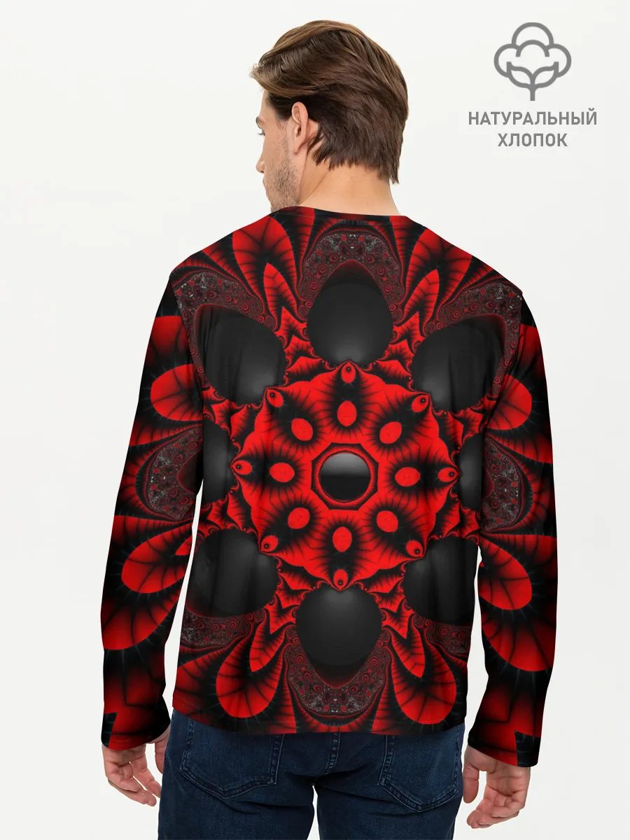 Мужской лонгслив базовый / Красный цветок