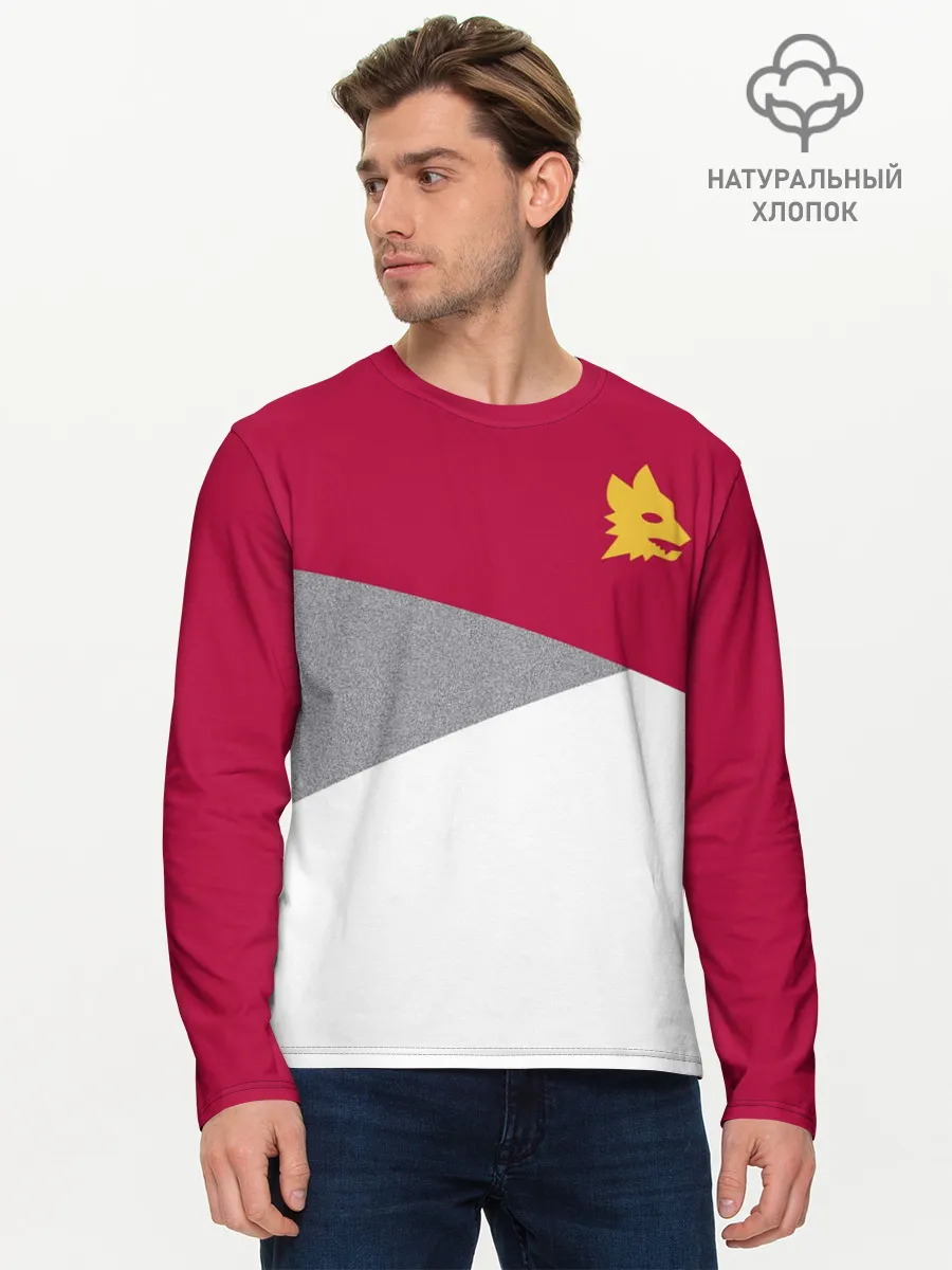 Мужской лонгслив базовый / AS Roma | Red Design 21/22