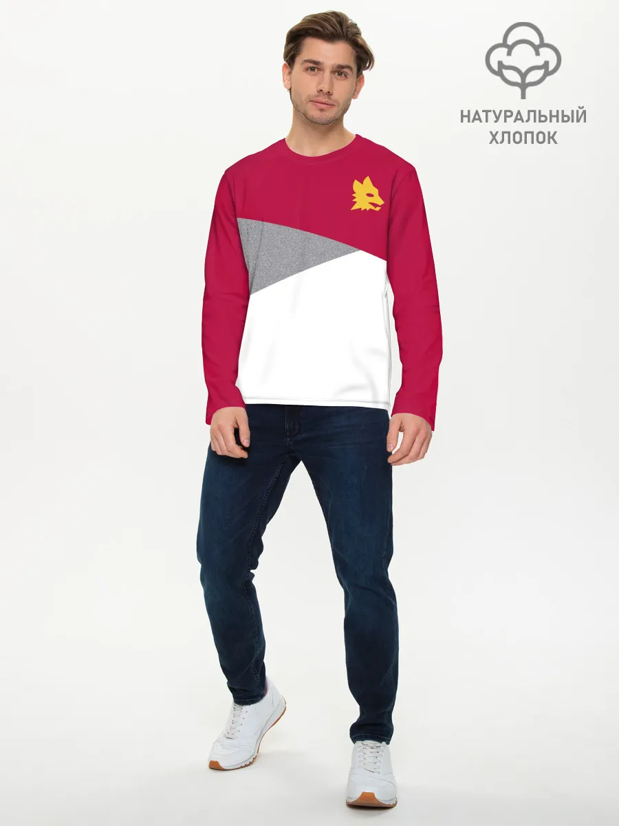 Мужской лонгслив базовый / AS Roma | Red Design 21/22