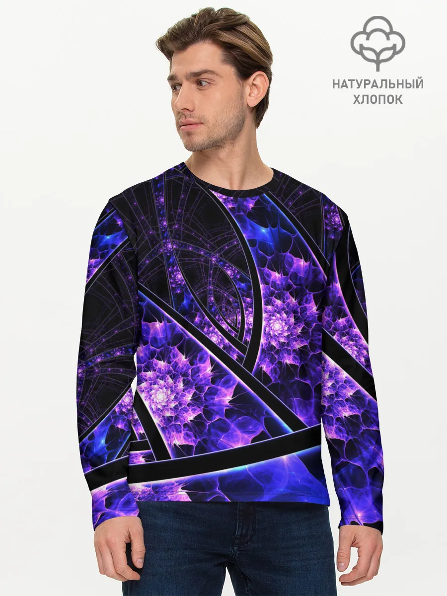 Мужской лонгслив базовый / Фрактал линии