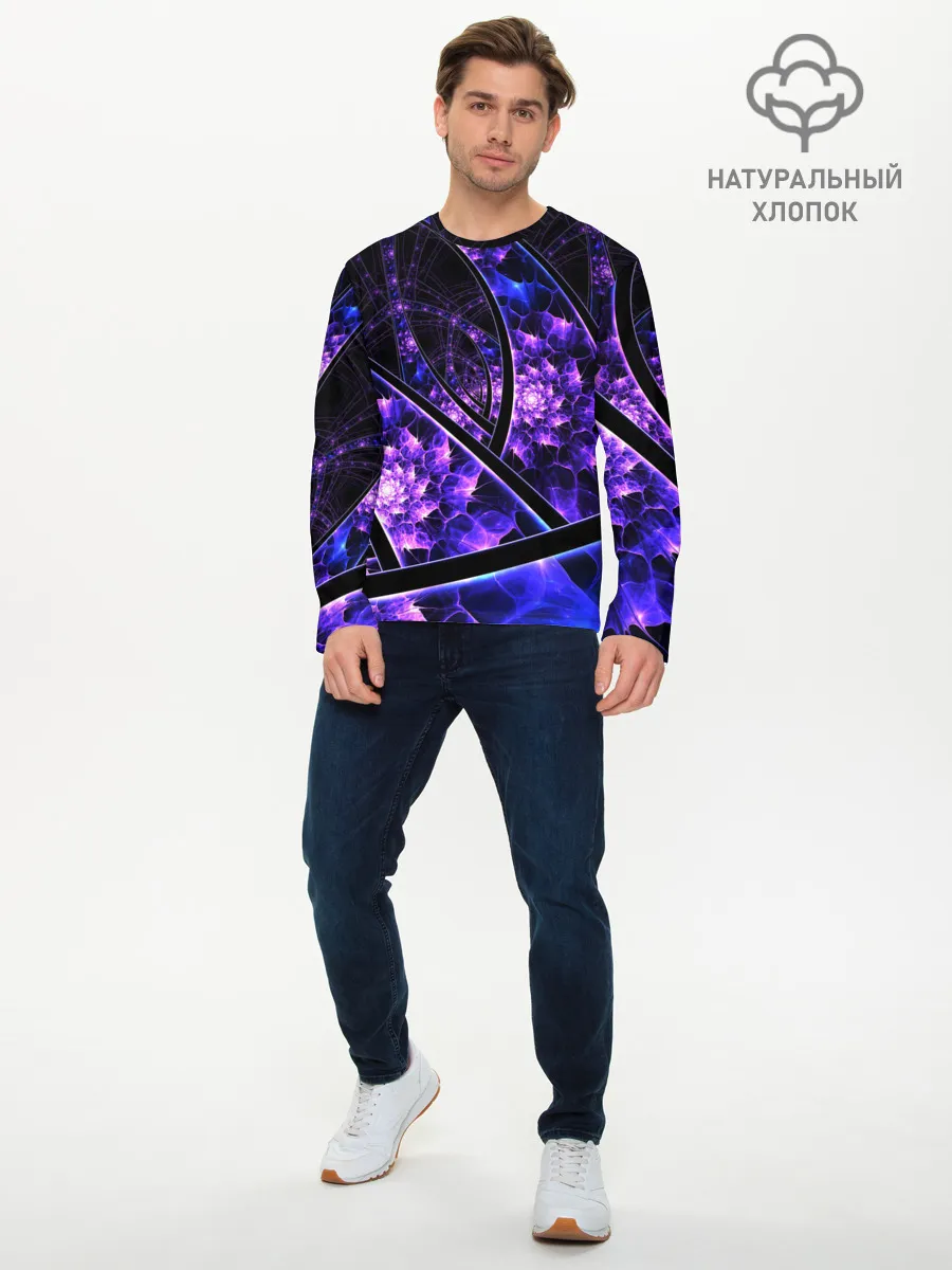 Мужской лонгслив базовый / Фрактал линии