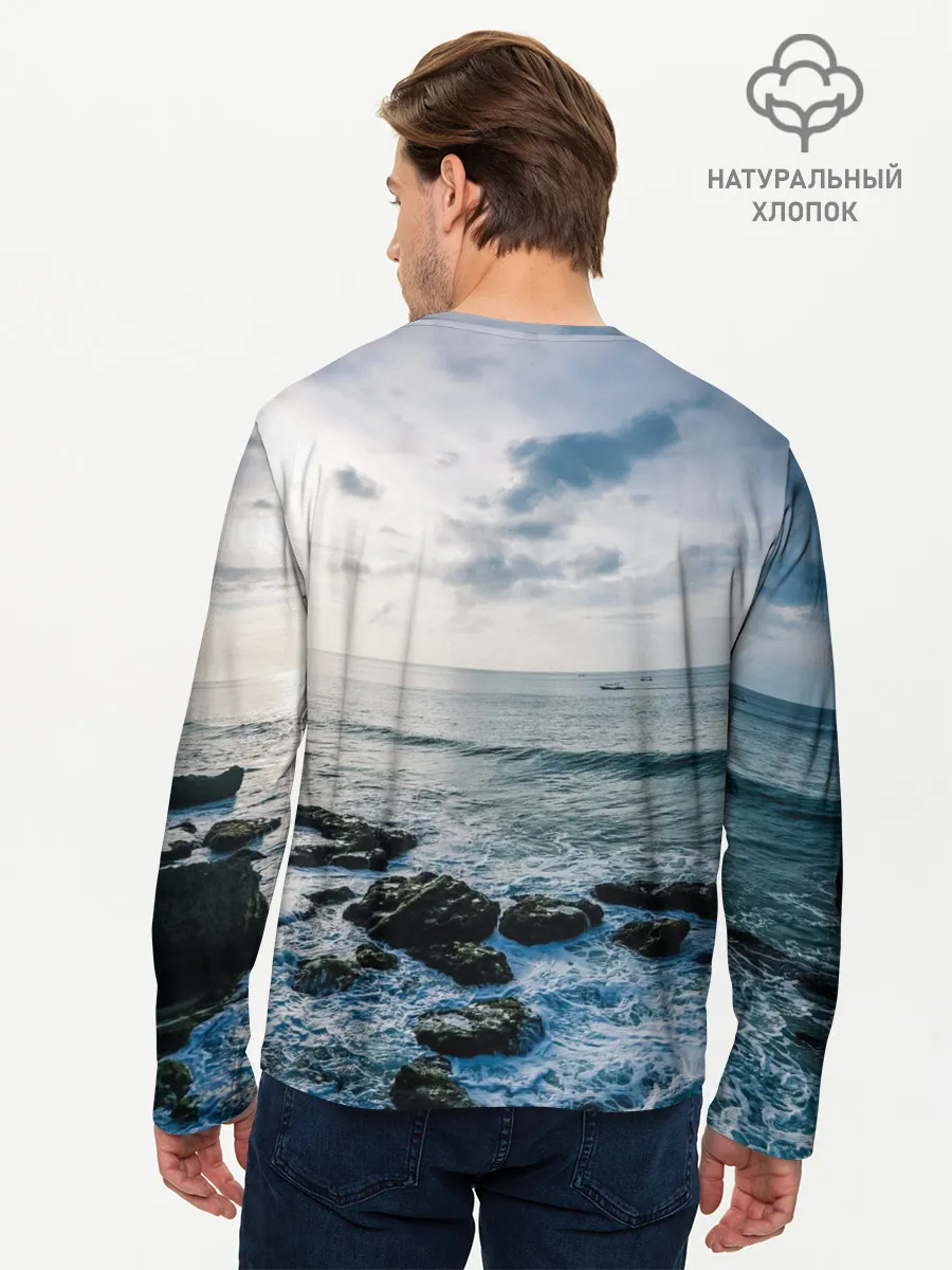 Мужской лонгслив базовый / Море