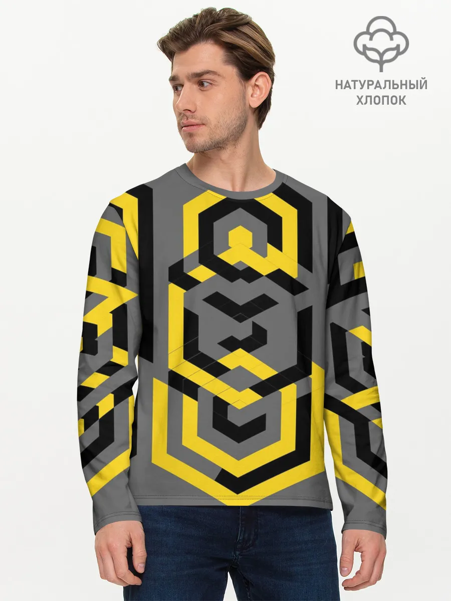 Мужской лонгслив базовый / Геометрия узор