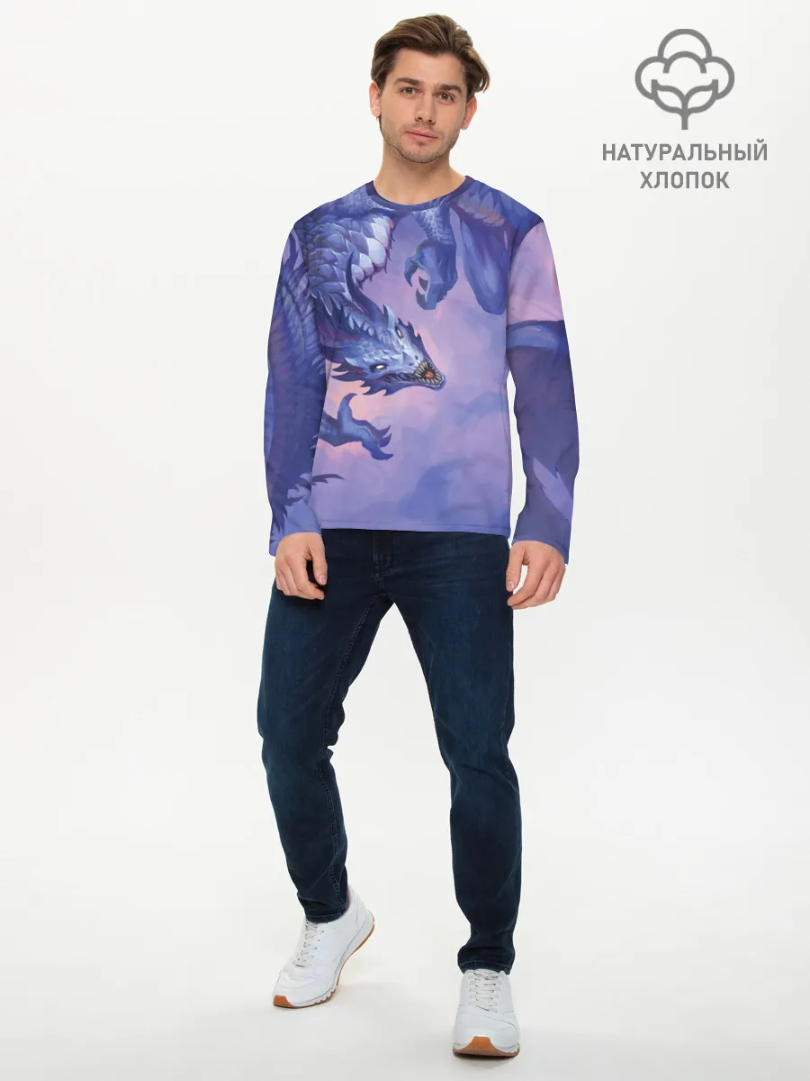 Мужской лонгслив базовый / Дракон воды