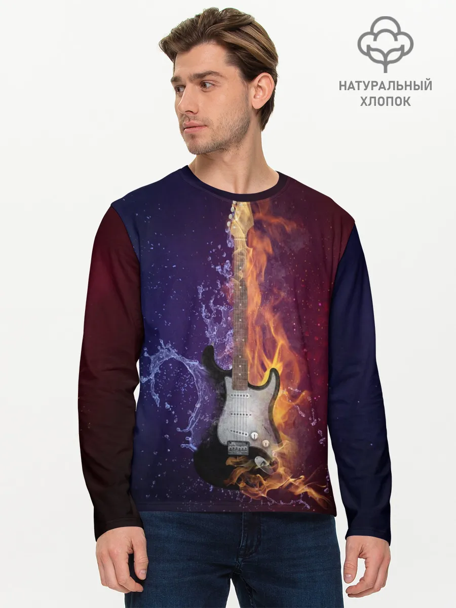 Мужской лонгслив базовый / Гитара огня