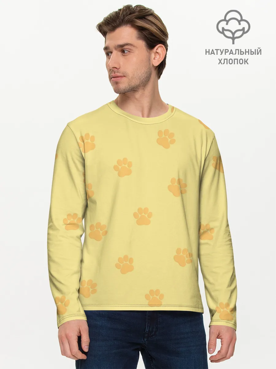 Мужской лонгслив базовый / Кошачьи следы
