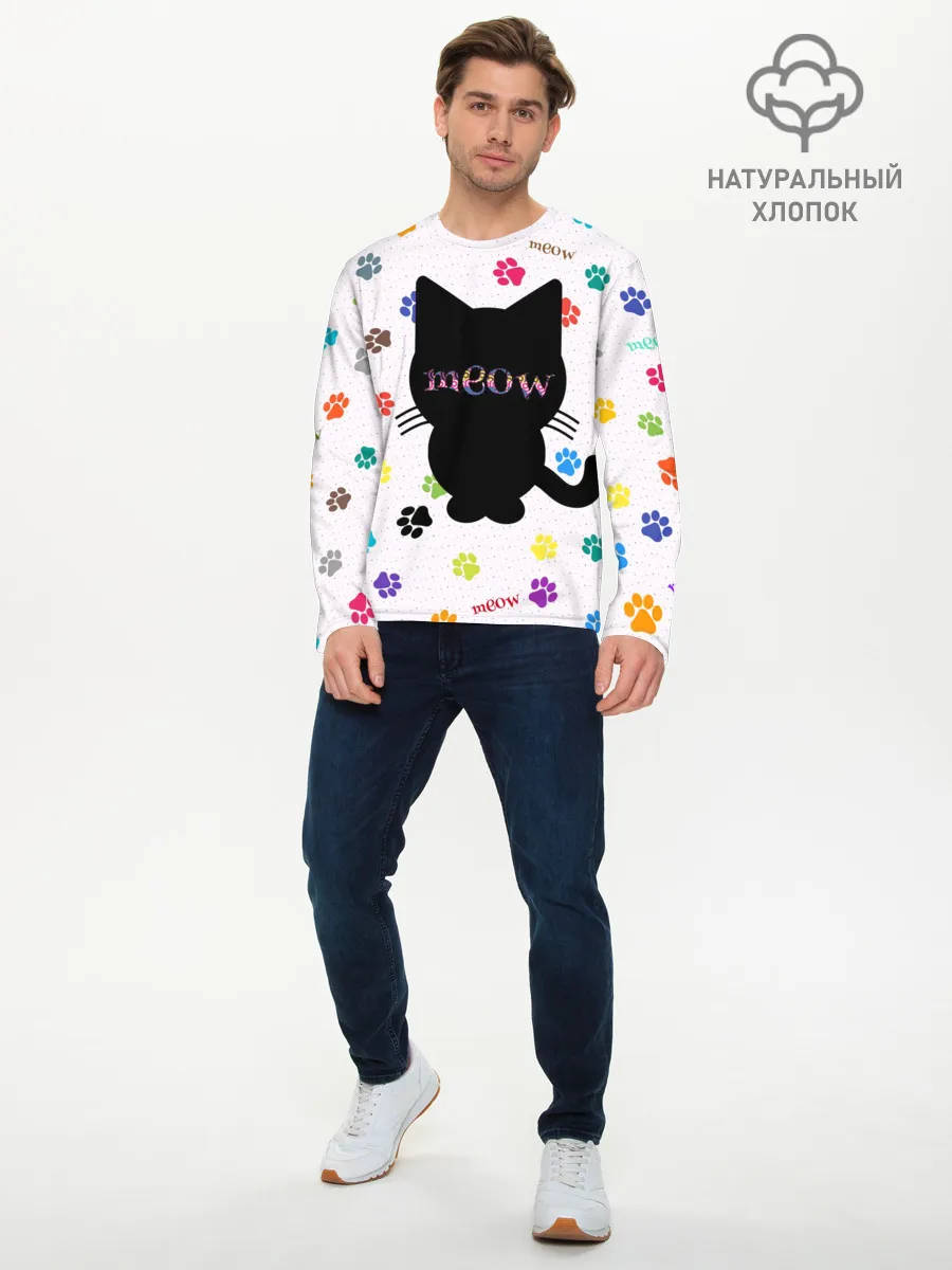 Мужской лонгслив базовый / Meow
