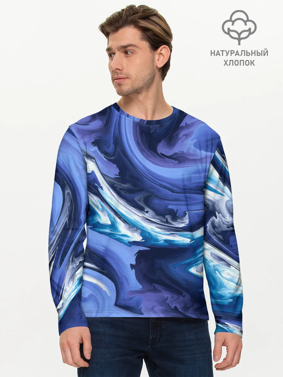 Мужской лонгслив базовый / Абстрактные волны