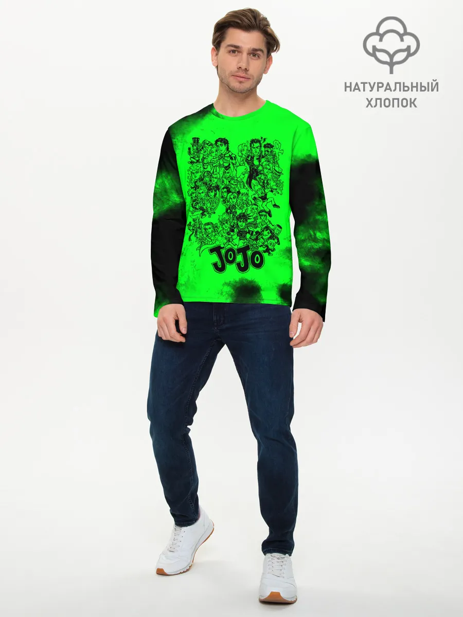 Мужской лонгслив базовый / Джоджо герои зеленый дым