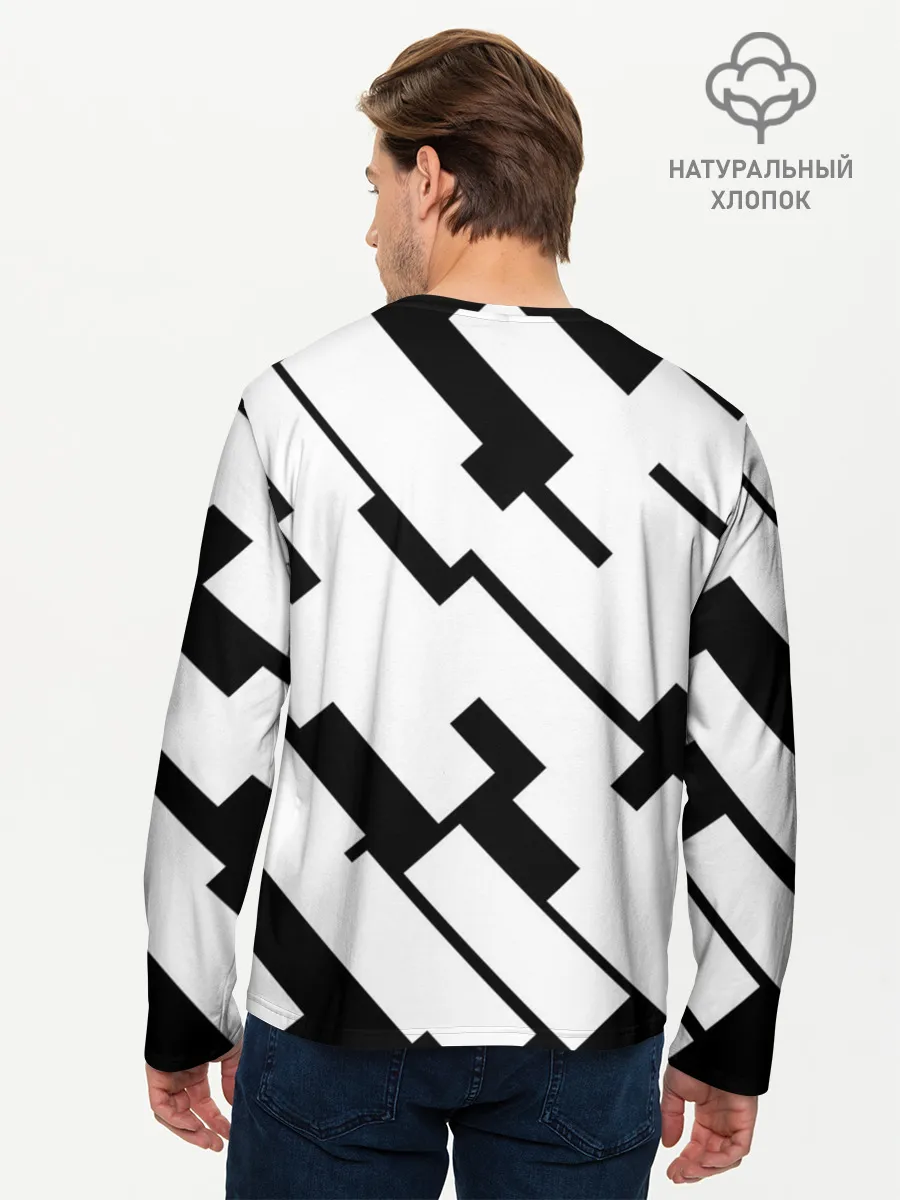 Мужской лонгслив базовый / ГЕОМЕТРИЯ,АБСТРАКЦИЯ,ПОЛОСЫ