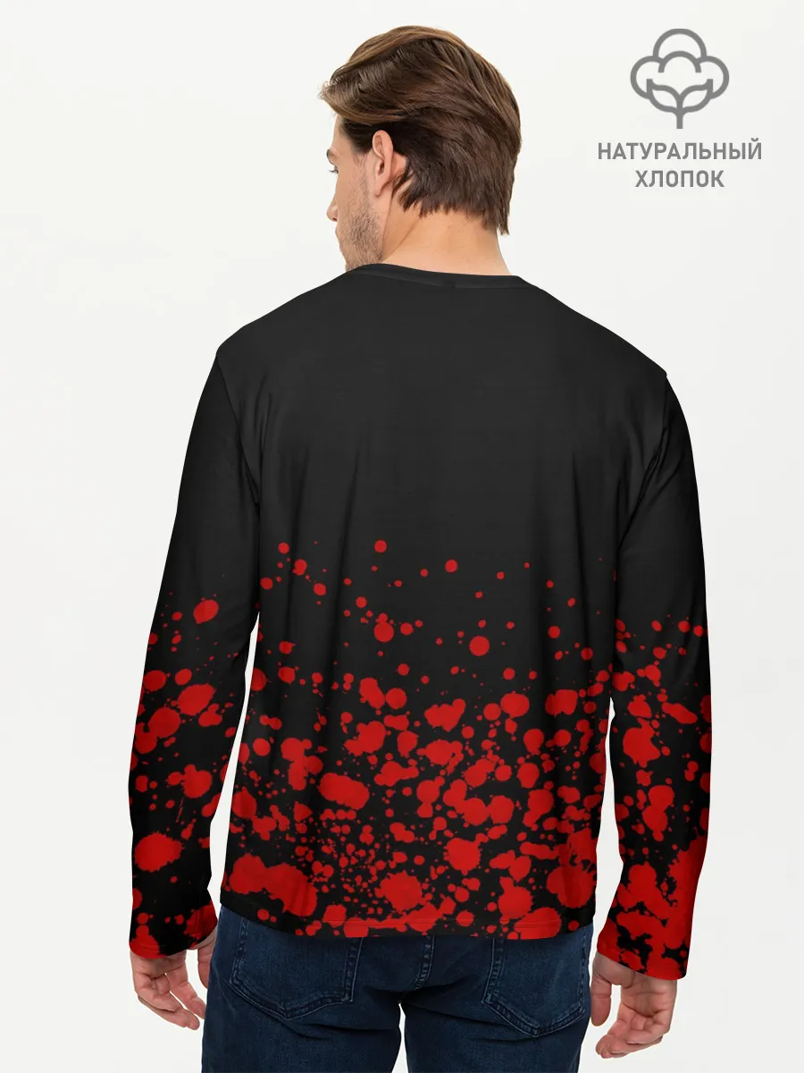 Мужской лонгслив базовый / Убийца Акаме на черно-красно фоне