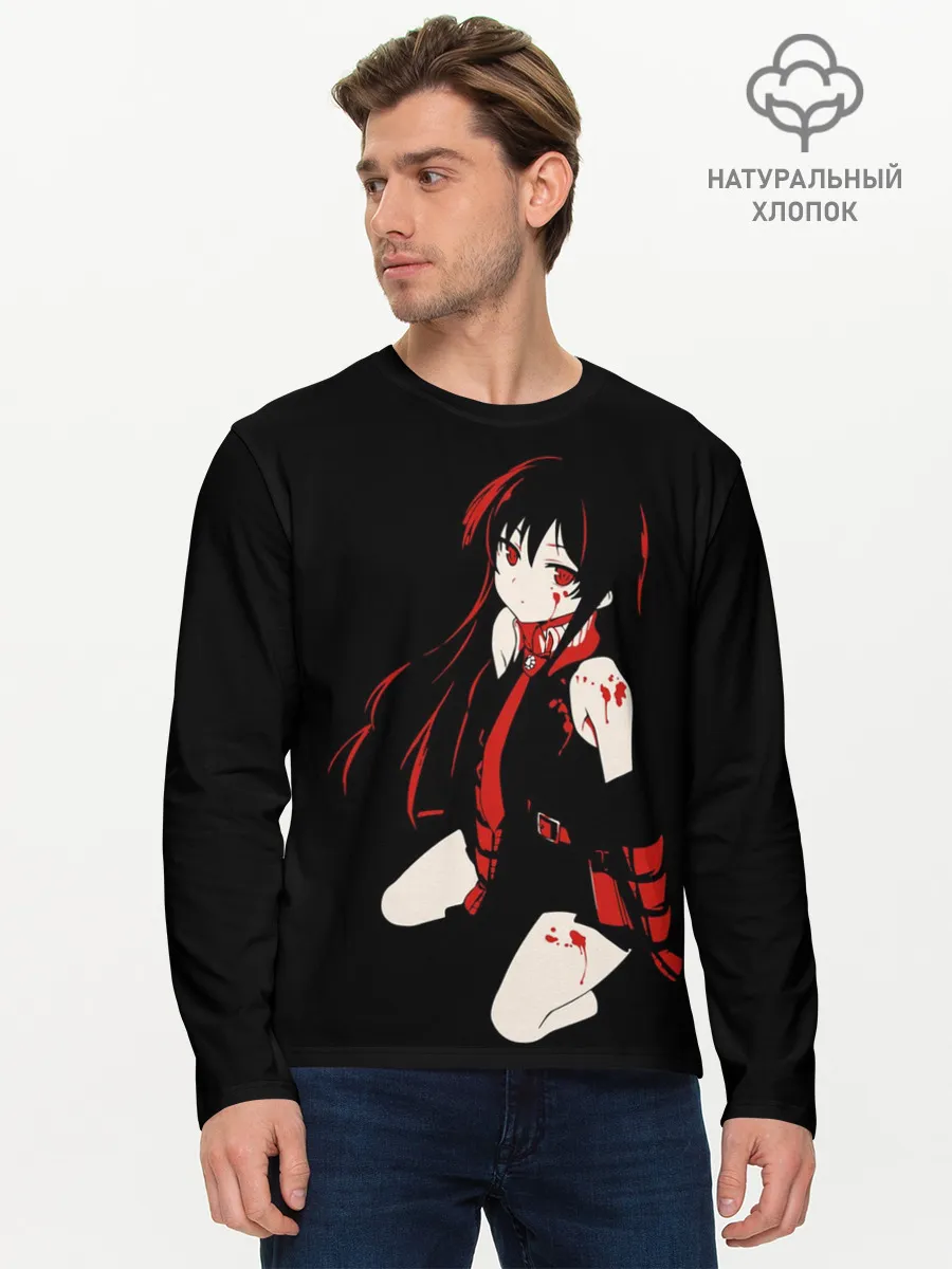 Мужской лонгслив базовый / Убийца Акаме на черном фоне