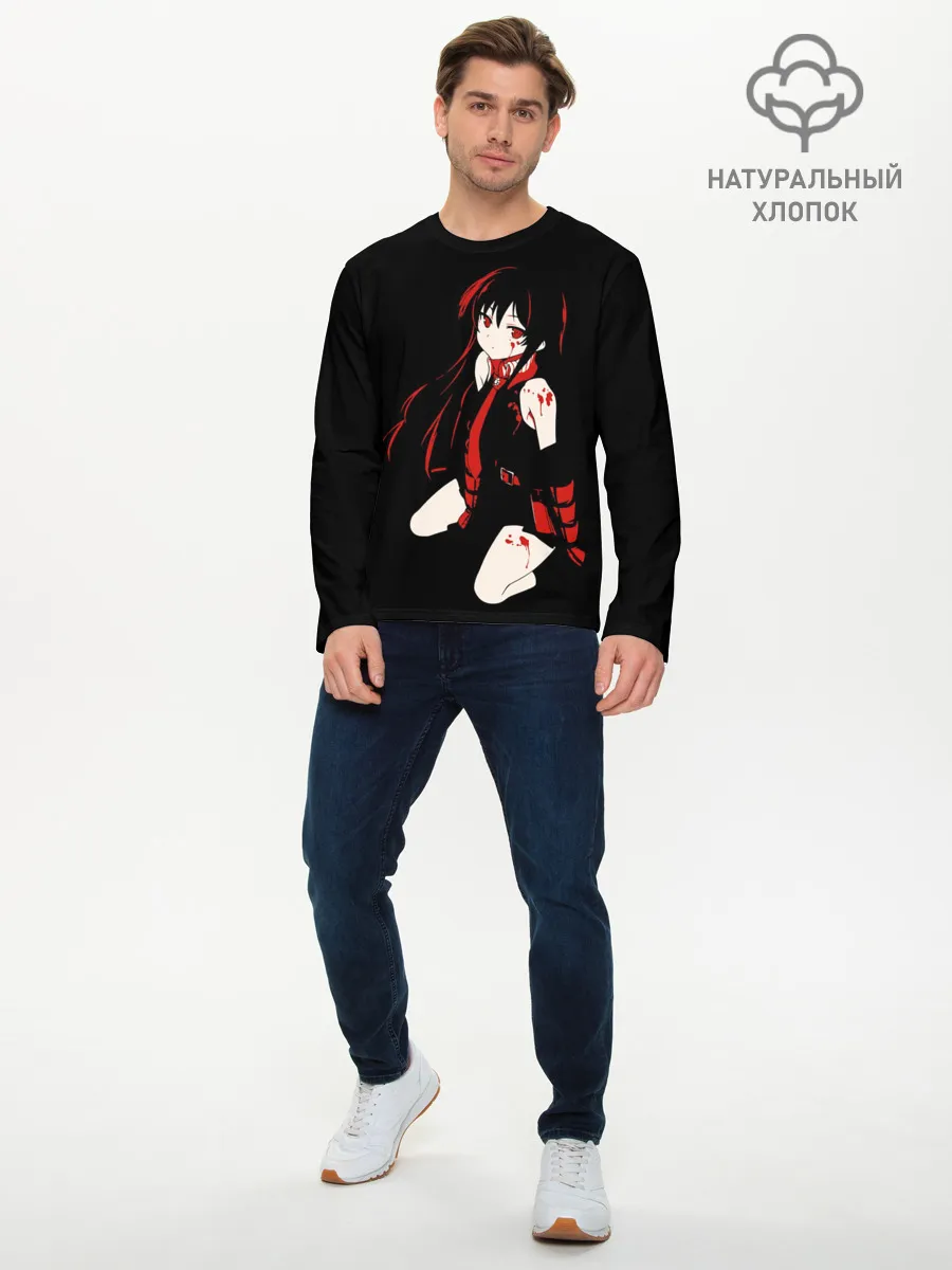 Мужской лонгслив базовый / Убийца Акаме на черном фоне