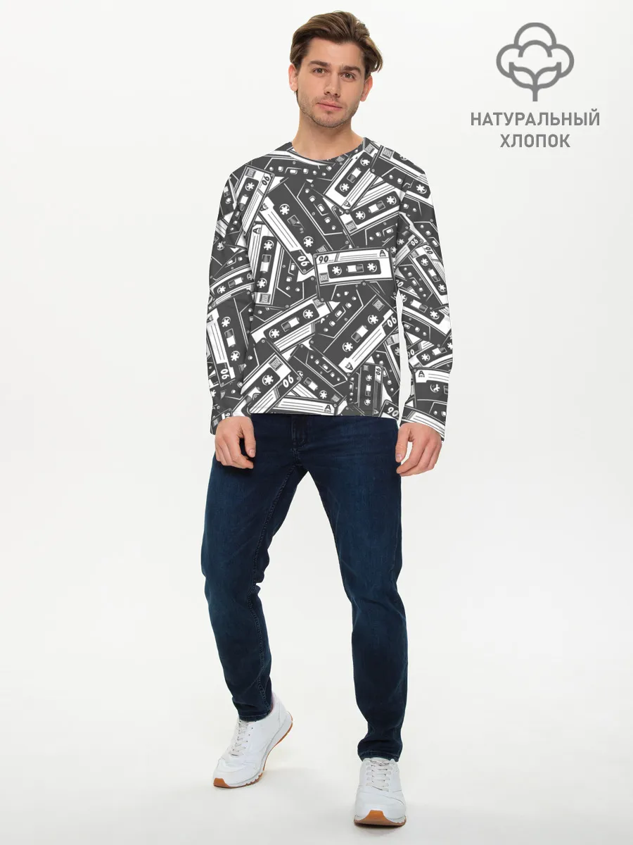 Мужской лонгслив базовый / retro pattern