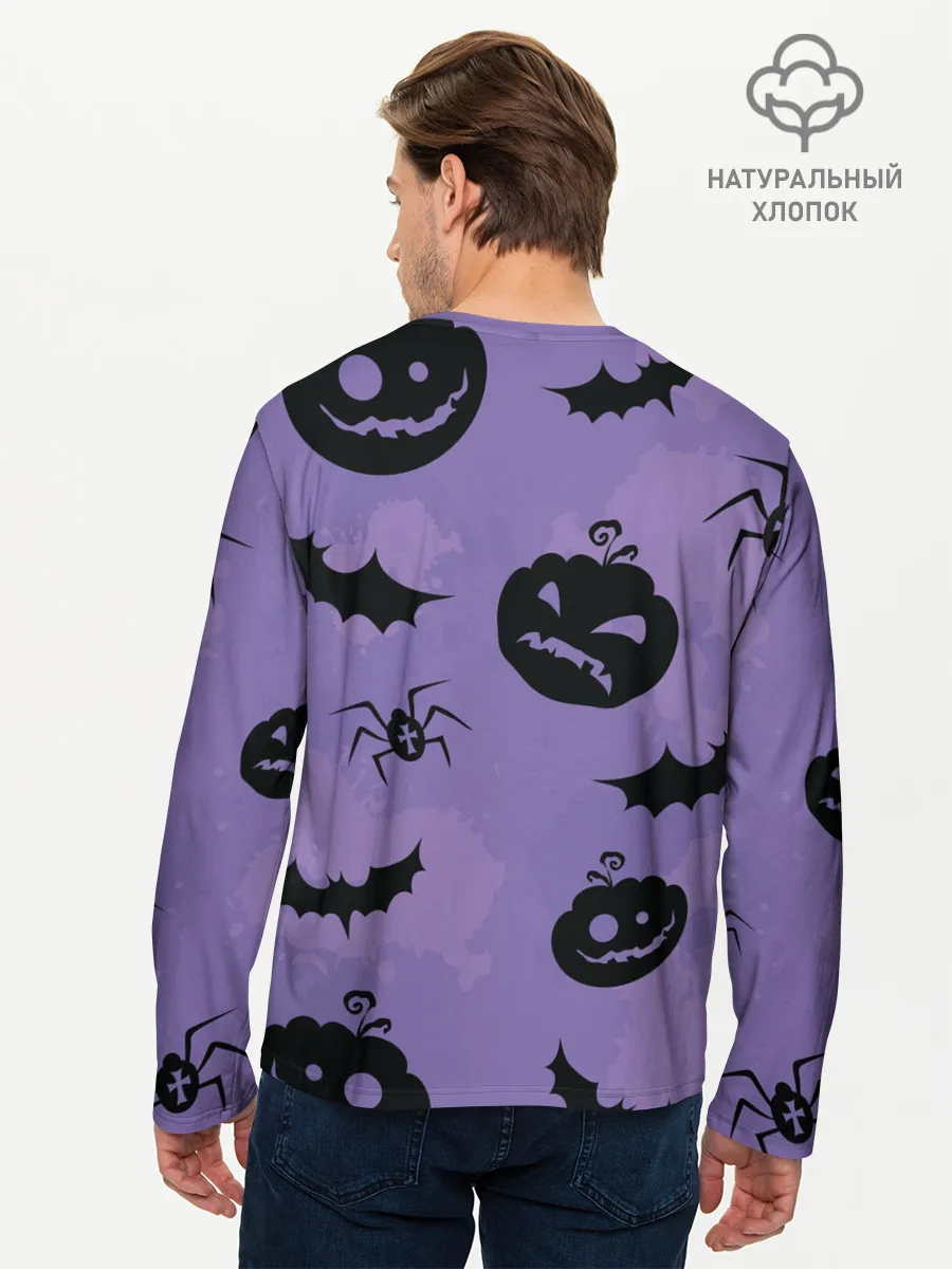 Мужской лонгслив базовый / Фиолетовый хэллоуин