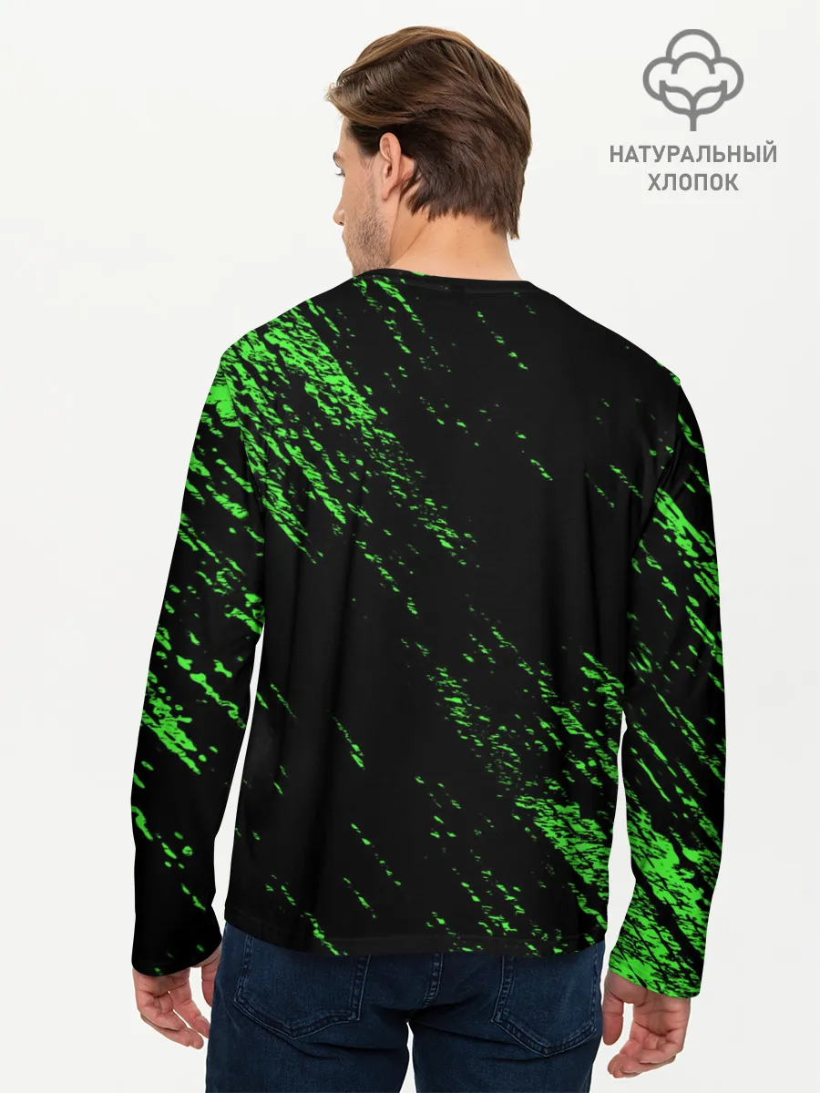Мужской лонгслив базовый / Хвост Феи зеленая диагональ