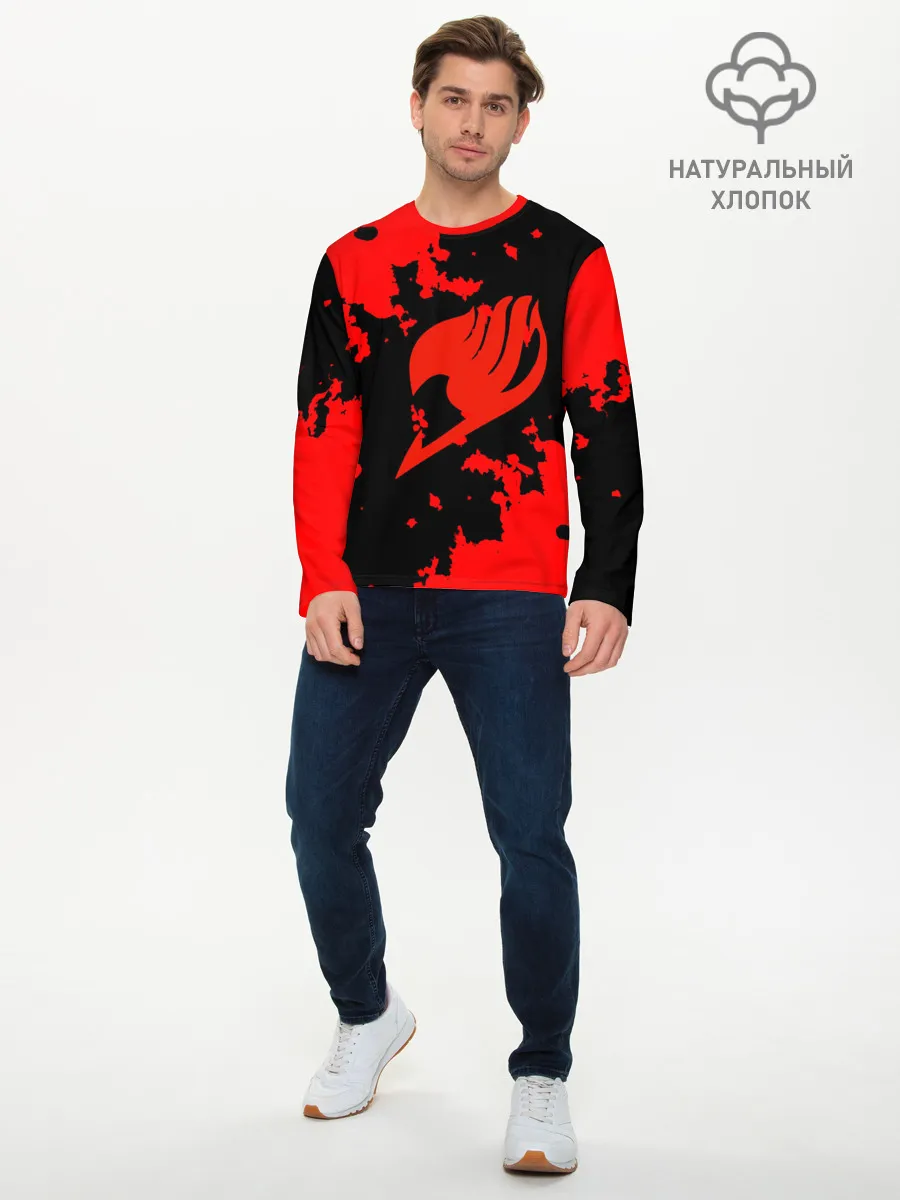 Мужской лонгслив базовый / Хвост Феи красные зоны