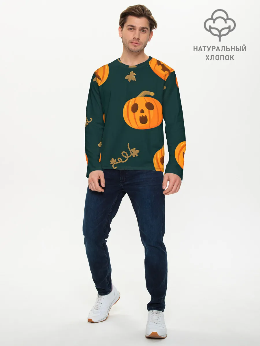 Мужской лонгслив базовый / Осенние тыквы