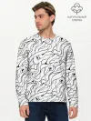 Мужской лонгслив базовый / Черно-белые узоры