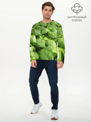 Мужской лонгслив базовый / Неоновый базилик