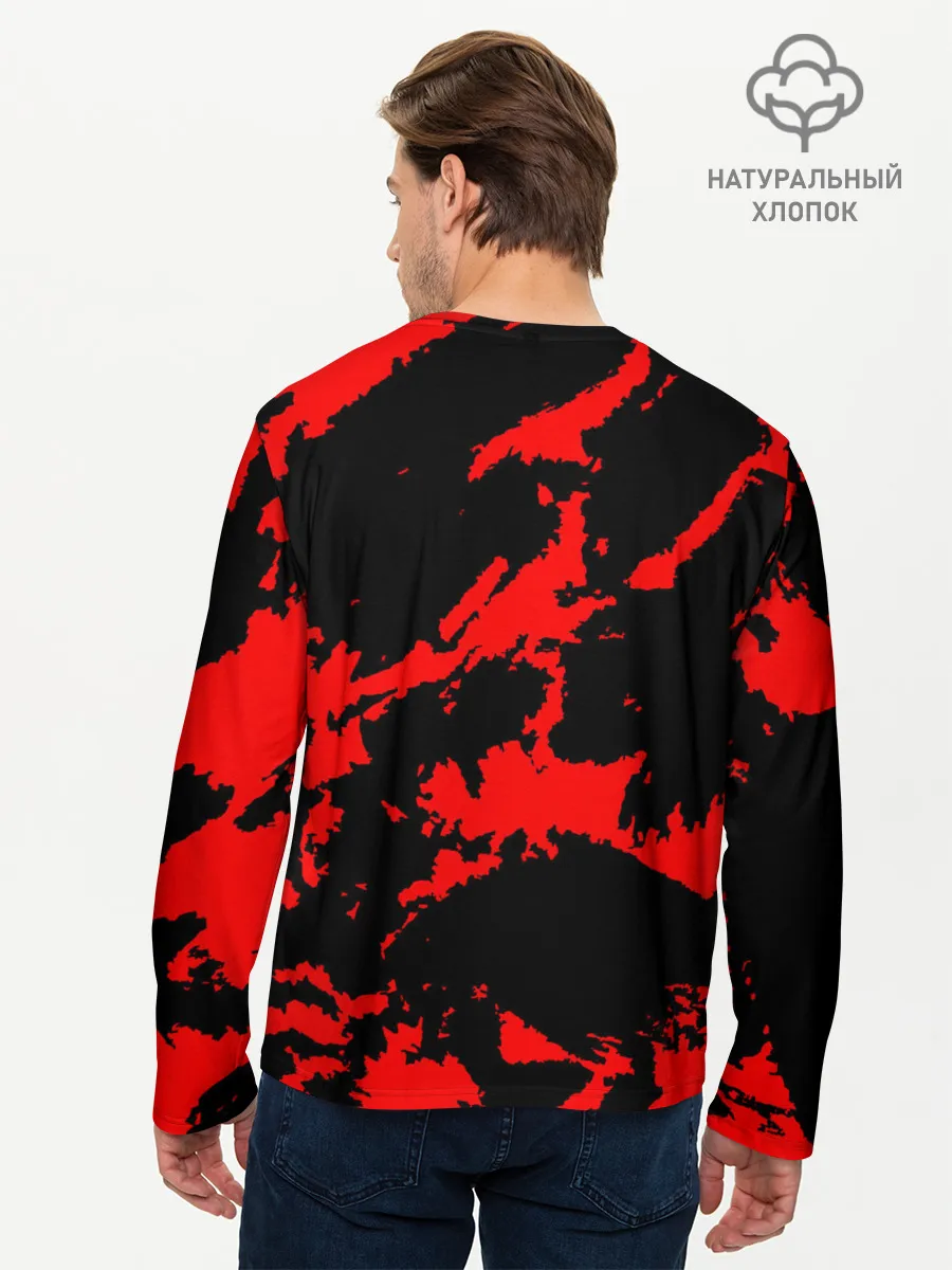 Мужской лонгслив базовый / Красный на черном