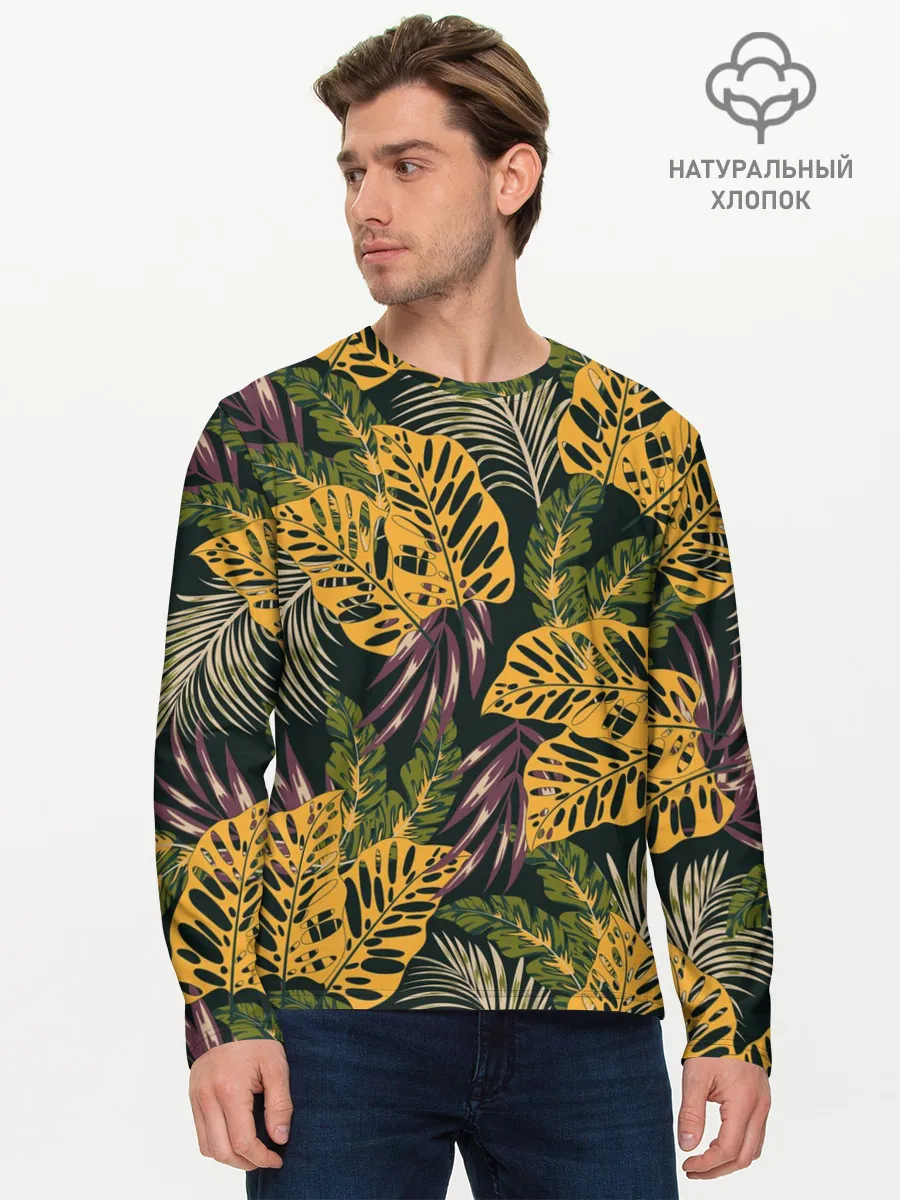 Мужской лонгслив базовый / Тропический лес