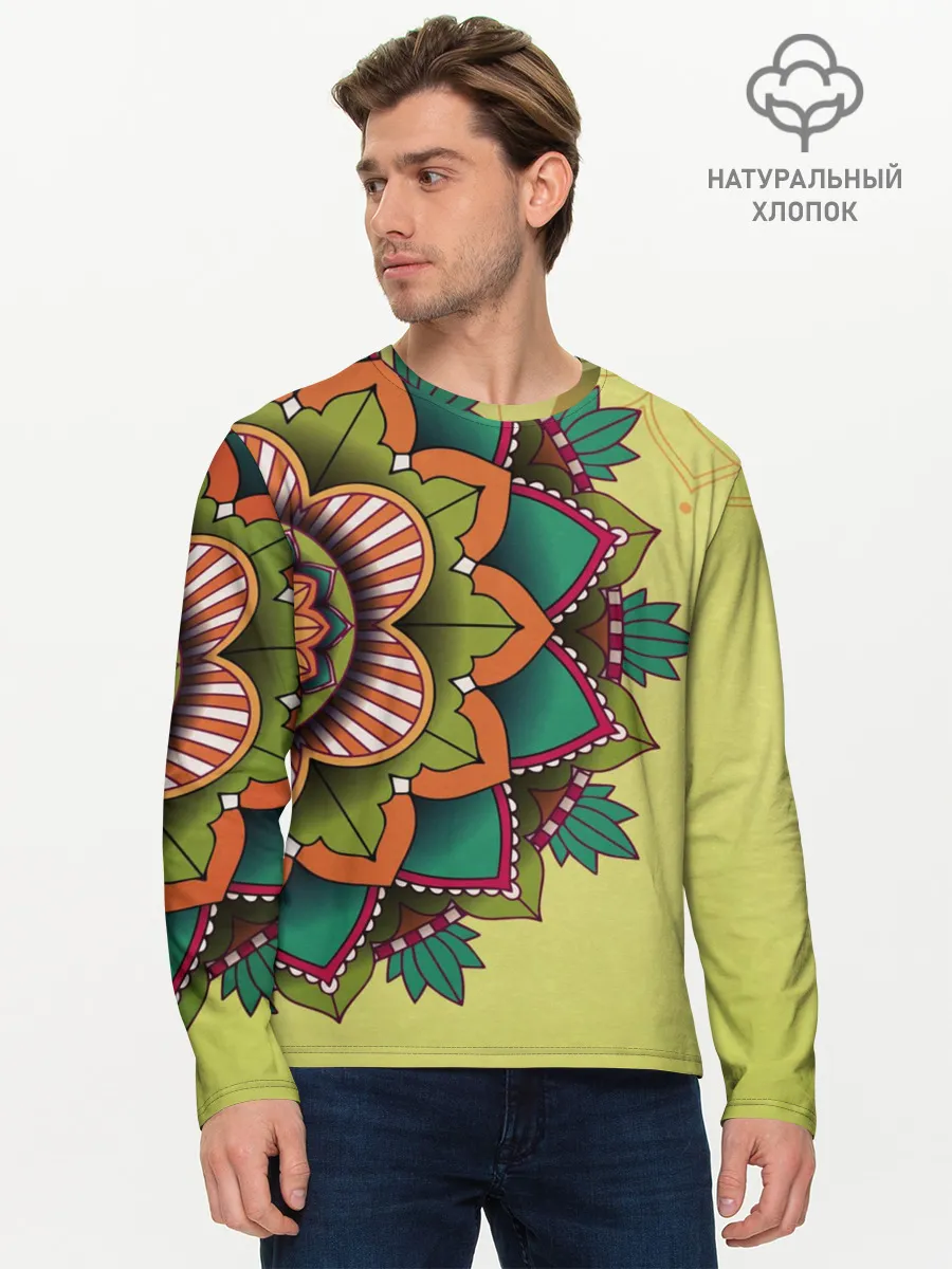 Мужской лонгслив базовый / мандала узор тату