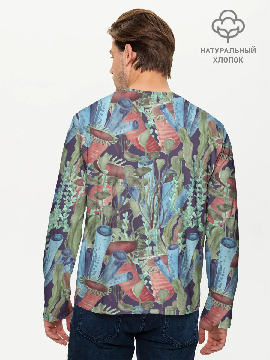 Мужской лонгслив базовый / Водоросли на морском дне