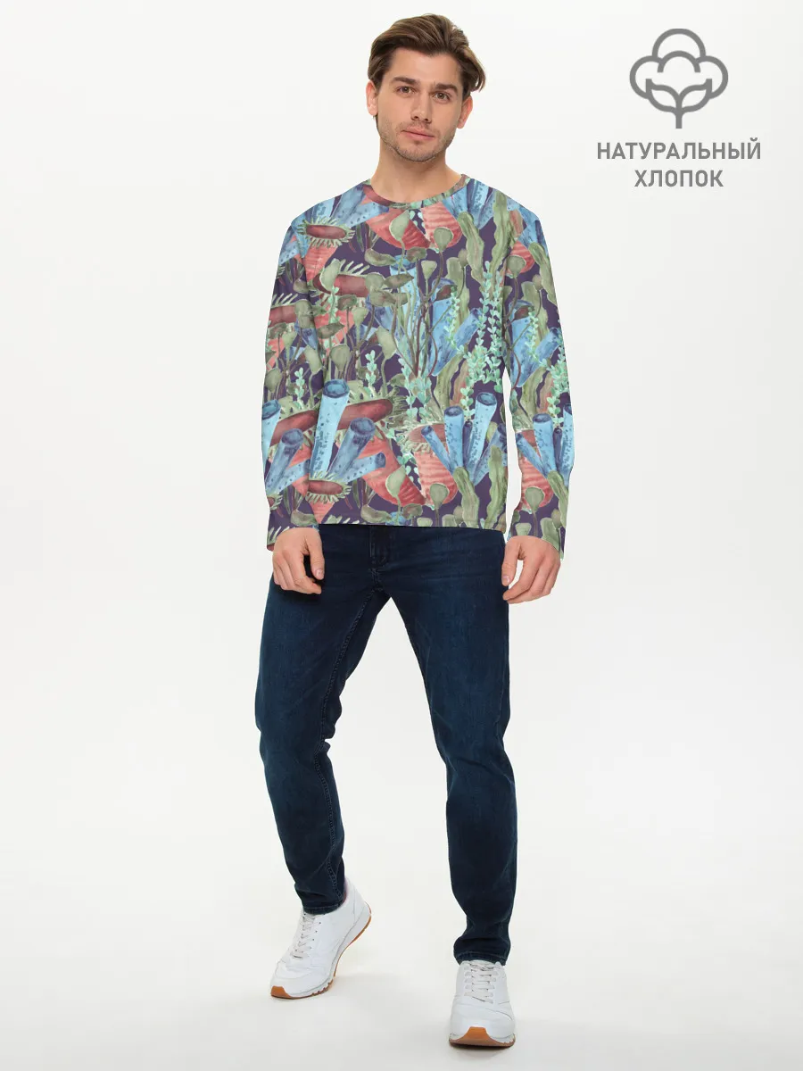 Мужской лонгслив базовый / Водоросли на морском дне