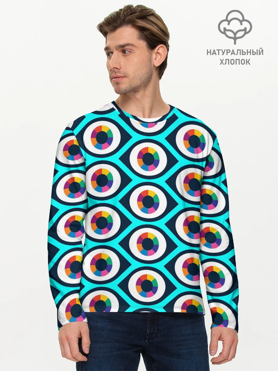 Мужской лонгслив базовый / Глаза паттерн