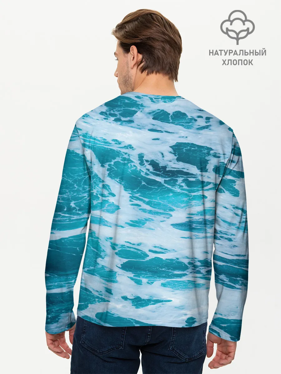 Мужской лонгслив базовый / Вода волны пена море