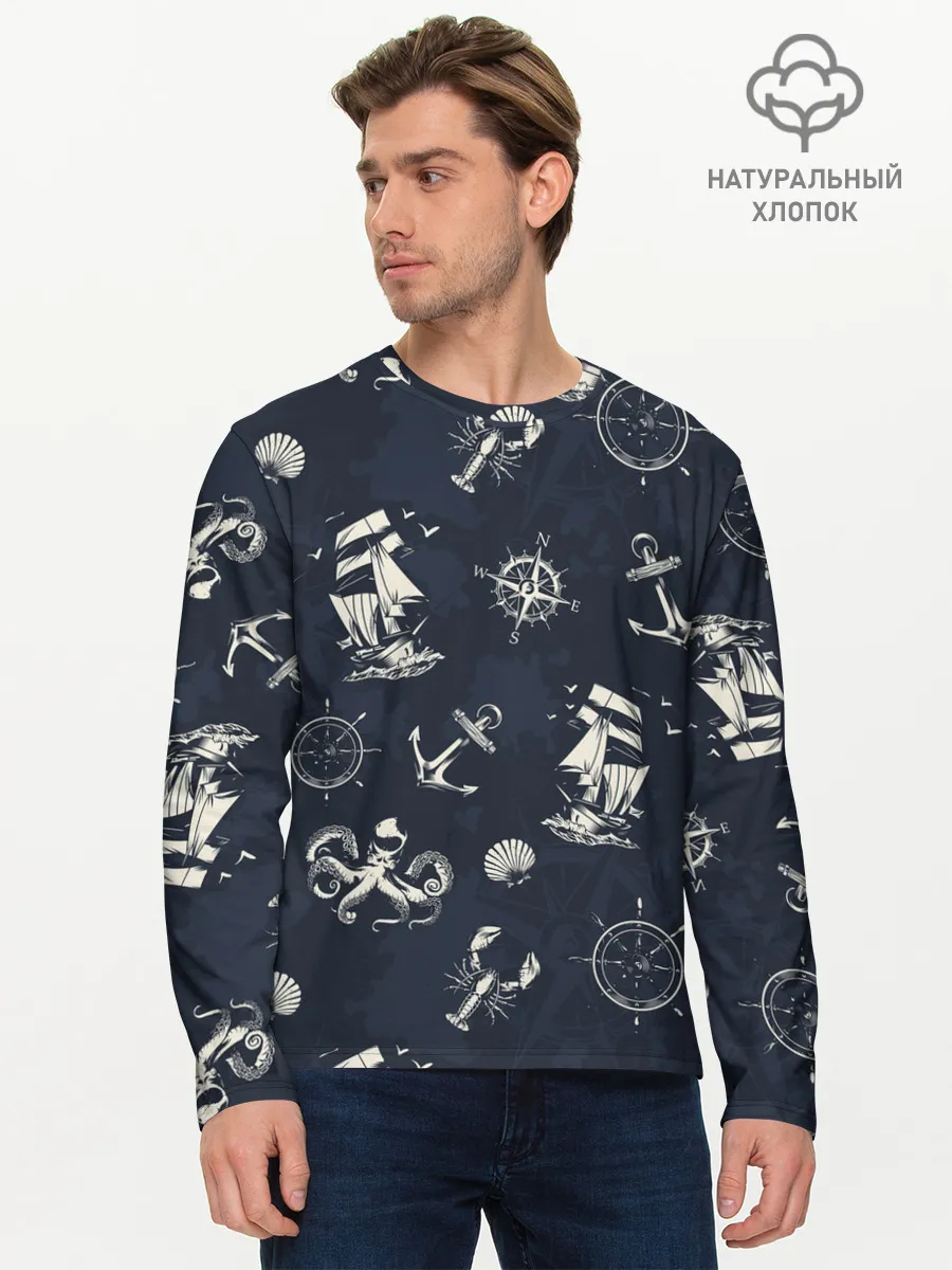 Мужской лонгслив базовый / Nautical art
