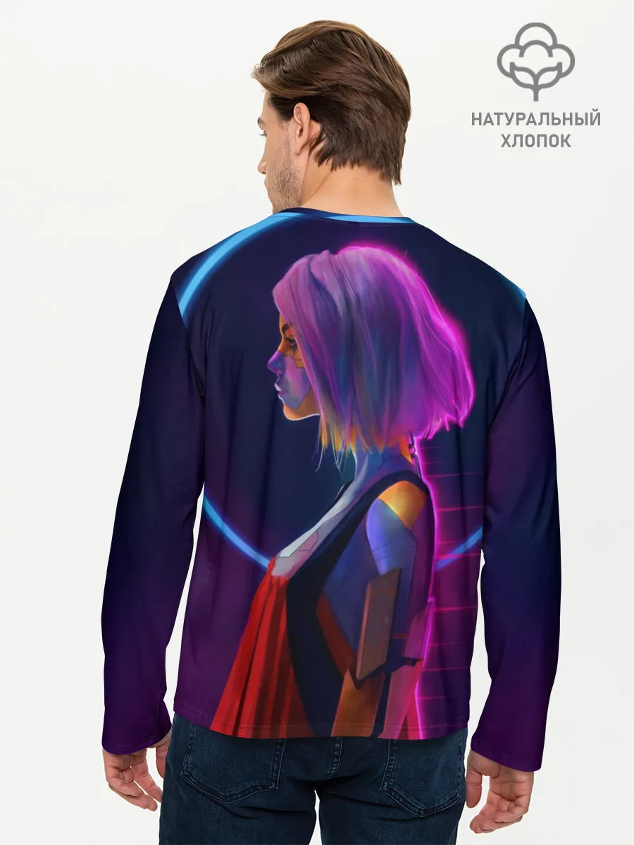 Мужской лонгслив базовый / Девушка в неоне