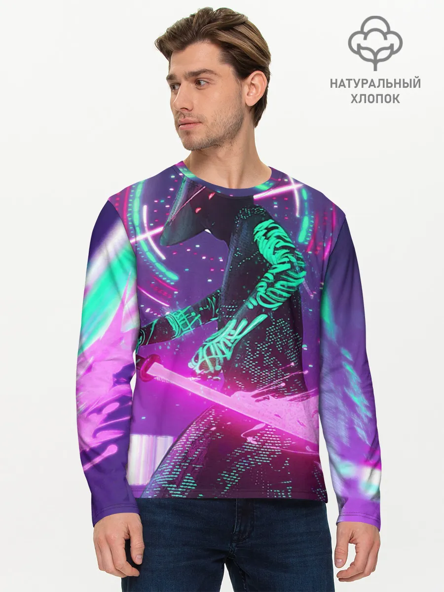 Мужской лонгслив базовый / Неоновый Самурай