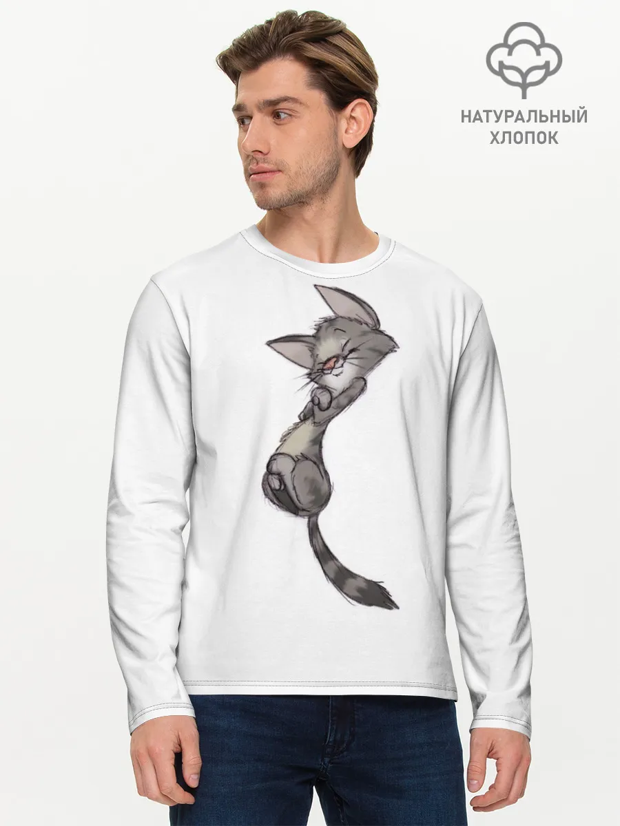 Мужской лонгслив базовый / Милый котя