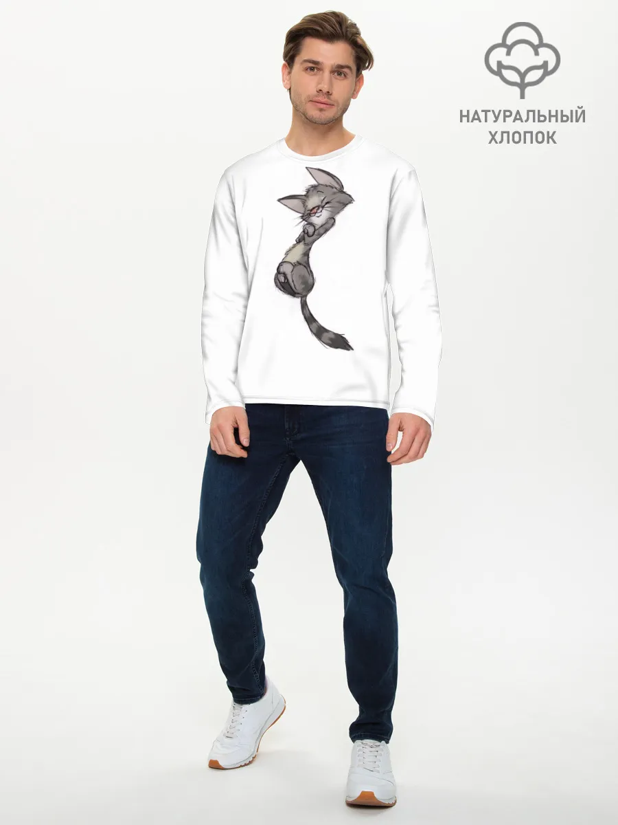 Мужской лонгслив базовый / Милый котя