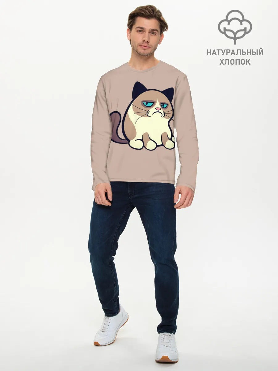 Мужской лонгслив базовый / Великий Grumpy Cat