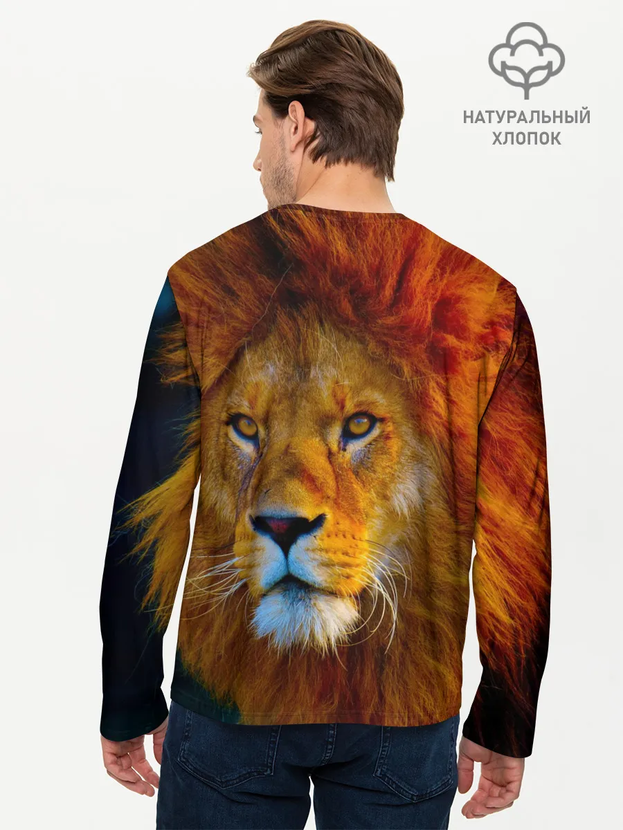 Мужской лонгслив базовый / Лев 3D