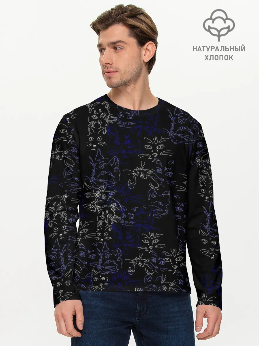 Мужской лонгслив базовый / Ночные кошечки