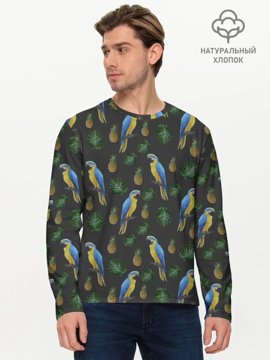 Мужской лонгслив базовый / Попугай Ара