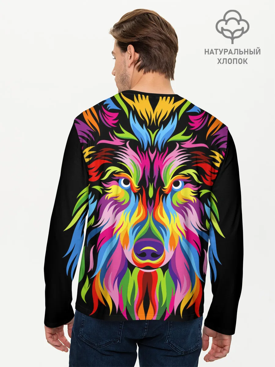 Мужской лонгслив базовый / Neon wolf