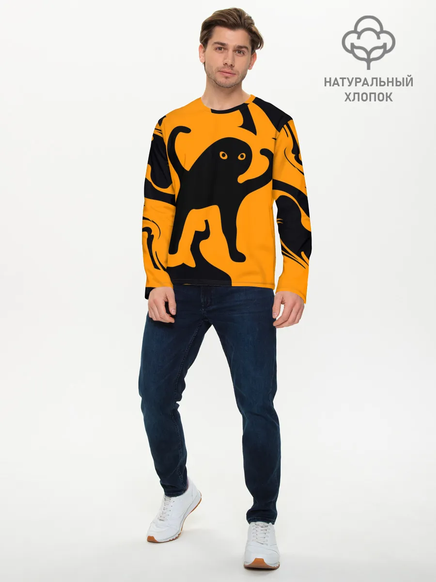 Мужской лонгслив базовый / Кот- мем