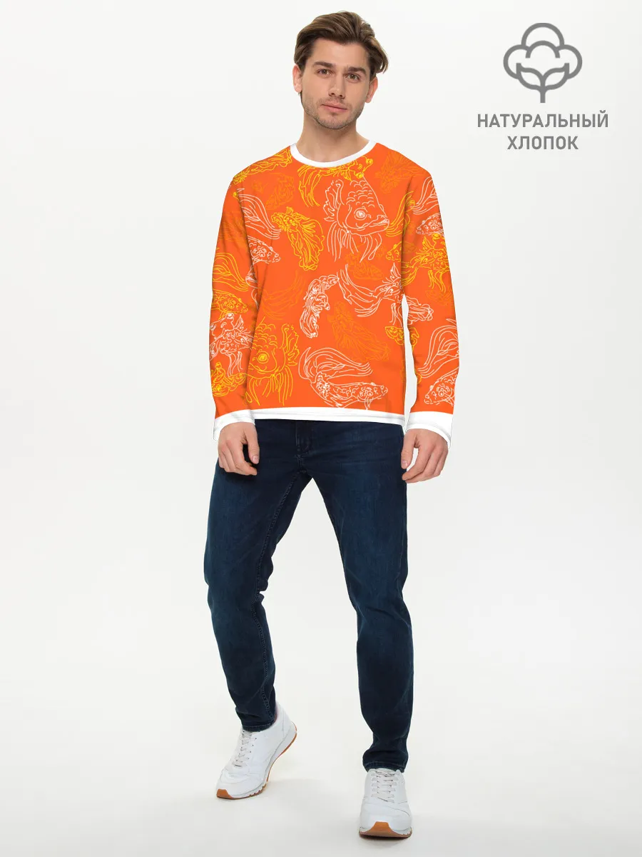 Мужской лонгслив базовый / Нарисованные рыбки