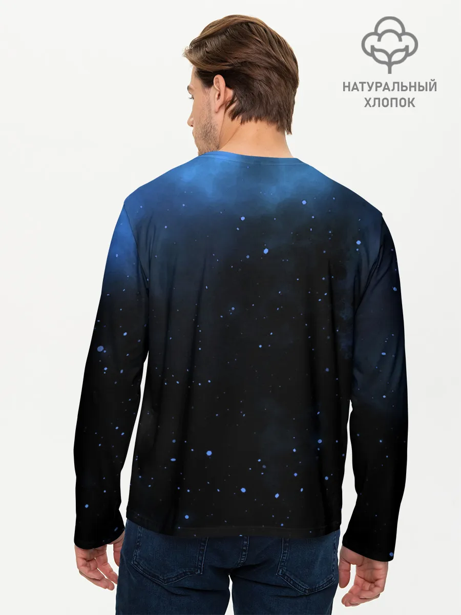 Мужской лонгслив базовый / Космический кот