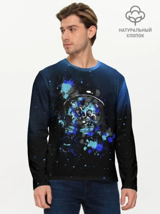 Мужской лонгслив базовый / Космический кот