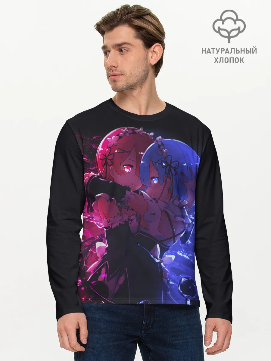 Мужской лонгслив базовый / Re:Zero Rem and Ram