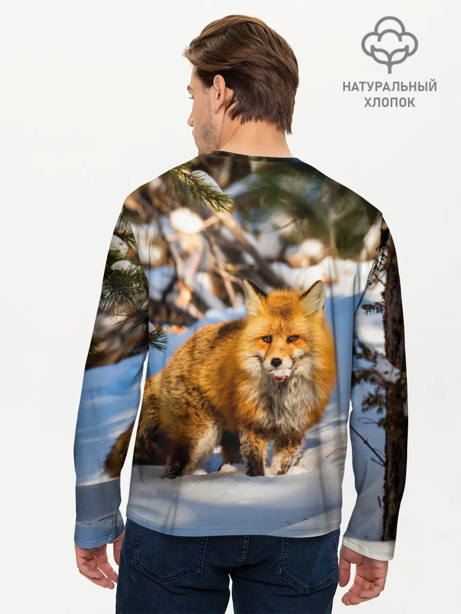 Мужской лонгслив базовый / Лиса в лесу