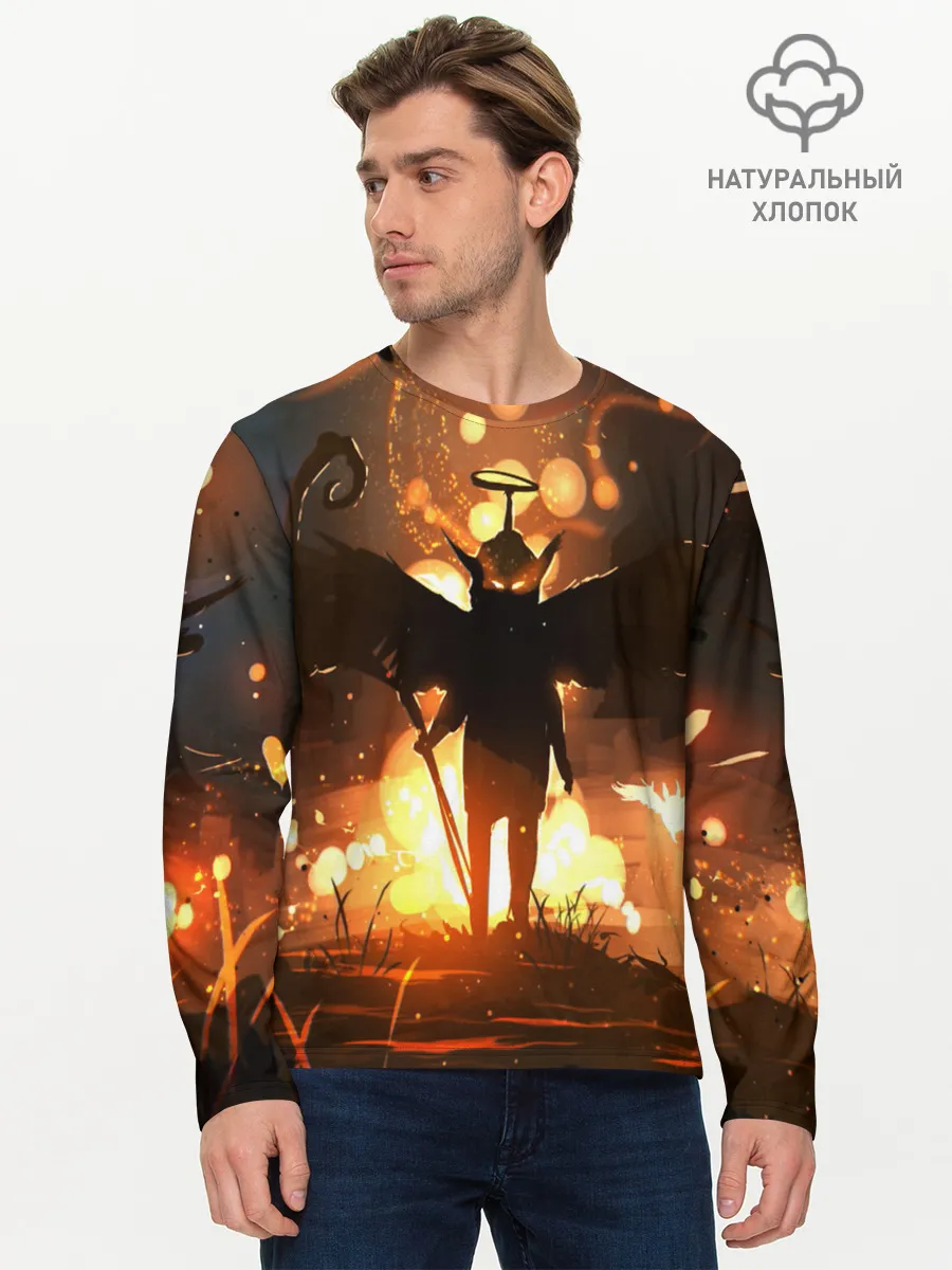 Мужской лонгслив базовый / Темный ангел ада